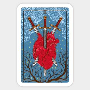 Tarot card - Three Of Swords Sticker